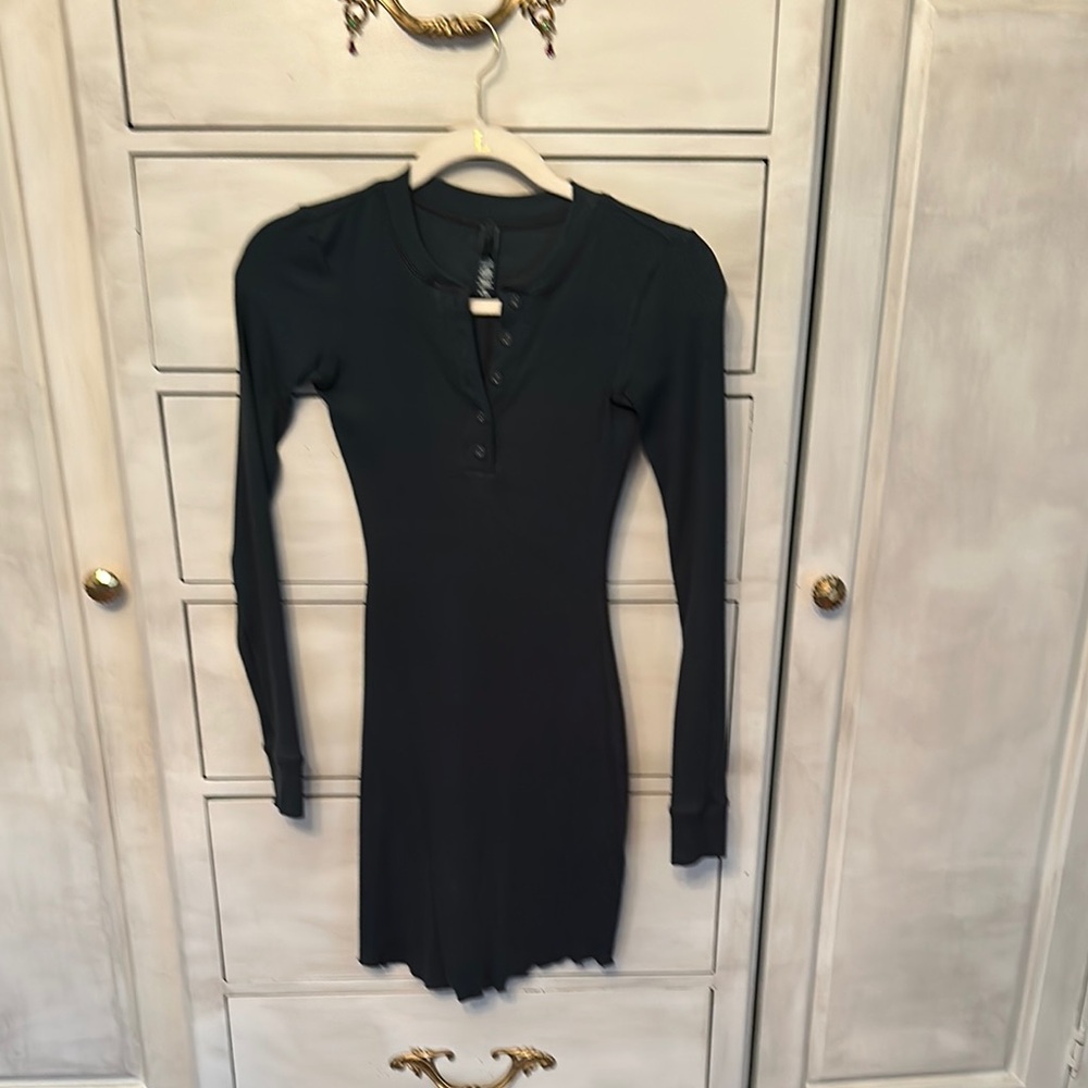Skims super soft ribbed Henley mini dress